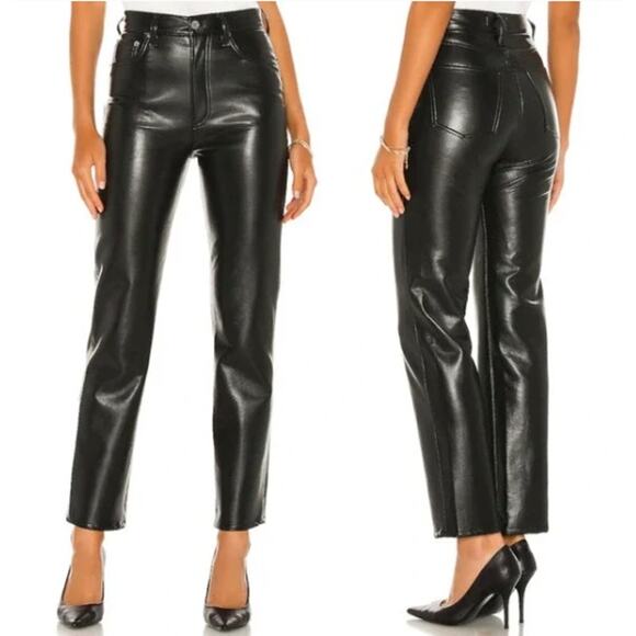 Agolde Pants - AGOLDE NEW 90s Pinch Waist Recycled Leather Size 31 Black Detox A164-1286